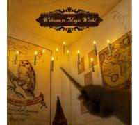 Shein Juego de 12 velas flotantes colgantes con mando a distancia, decoración de Halloween velas mágicas colgantes, velas LED oscilantes con luz cálida sin