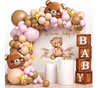 Shein Juego de 132 piezas de arco de globos con temática de osito de peluche para baby shower que incluye globos de látex de 5/10/18 pulgadas en colores mar