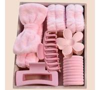 Shein Juego de 16 piezas: diademas faciales suaves, muñequeras elásticas, pasadores para cabello desordenado, pasadores grandes mates, lazos para el cabello