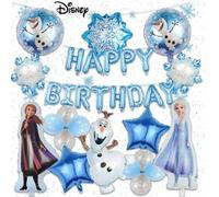Shein Juego de 17 globos de cumpleaños de Frozen de Disney, con los personajes de dibujos animados Elsa, Anna y Tesoro de Nieve, adecuado para decoraciones