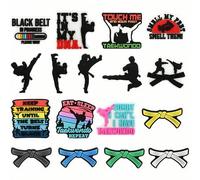 Shein Juego de 17 piezas de encantos de cinturón de Taekwondo para zapatos, decoraciones de zapatos de PVC, accesorios de encantos para zapatos, idea de reg