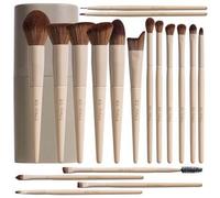 Shein Juego de 18 pinceles de maquillaje profesionales BS-MALL, de pelo sintético de alta calidad, que incluye pincel para base, pincel para polvos, pincel