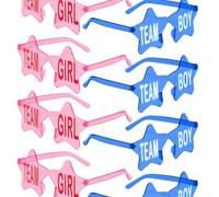 Shein Juego de 2/8/12 piezas de gafas de sol sin montura azules y rosas para revelar el sexo del bebé, decoración para fiesta de gender reveal con equipo ni