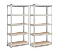 Shein Juego de 2 Estanterías Almacenaje de 5 Niveles, Estantería Metálica, Modular, Garaje, Almacén, Trastero, Cocina, Carga de 875 kg, 40 x 90 x 180 cm, Pl