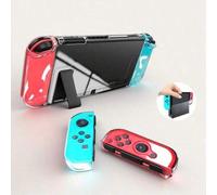 Shein Juego de 2 estuches protectores para consola OLED/NS, funda protectora para controlador Joy-Con, accesorios de juego, antihuellas, transparente, carca