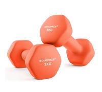 Shein Juego de 2 Mancuernas, 2 x 3 kg, Mancuernas Hexagonales con Superficie de Vinilo, para Fitness, Ejercicio, Entrenamiento, para Gimnasia en Casa, Naran