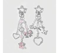 Shein Juego de 2 piezas con llavero de accesorios en forma de corazón, estrella, ala de mariposa, oso de peluche, cerradura y llave en estilo trendy Y2K, ad