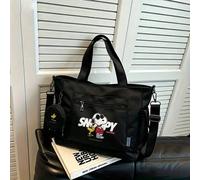 Shein Juego de 2 piezas de bolso de tela grande de capacidad multiusos con estampado de Snoopy y Woodstock de Peanuts Joe Cool, en color negro, con monedero
