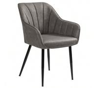 Shein Juego de 2 Sillas de Comedor, Sillón, Silla Tapizada, Forro de PU con Efecto Vintage, Patas Metálicas, Carga de 110 kg, para Dormitorio, Salón, Gris
