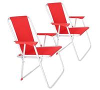 Shein - Juego de 2 Sillas de Playa metálica Plegable de color Rojo 44x44x74cm. Envío gratis en 24/72h