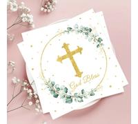 Shein Juego de 20 piezas/40 piezas/60 piezas, Servilletas desechables decorativas con estampado de hojas de eucalipto en cruz para bautizo, ducha, fiesta de