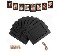 Shein Juego de 21 piezas de portafotos de cartón, portafotos de papel DIY con pinzas, soporte colgante para fotos, banner de fotos de papel para decoración