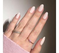 Shein Juego de 24 uñas postizas ovaladas cortas de color nude brillante, colores de caramelo macaron, uñas acrílicas de cobertura completa, incluye 1 pieza