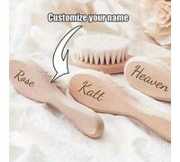 Shein Juego de 3 cepillos de pelo personalizados para bebé - Regalo de ducha | Cepillo de bebé grabado personalizado | Recuerdo para recién nacido - Materia