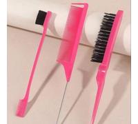 Shein Juego de 3 cepillos para el cabello liso, cepillo de control del borde, peine para tupé para mujeres, niñas y hombres para peinar, alisar y arreglar e