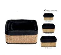 Shein Juego de 3 cestas de bambú para guardar cosas: cestas de varios tamaños para una decoración elegante del hogar.