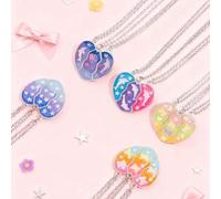 Shein Juego de 3 collares con colgante de corazón de aleación con imán, con estrellas y delfines de colores, joyería de a juego para hermanas, mejores amiga