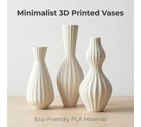 Shein Juego de 3 jarrones impresos en 3D de PLA, jarrones de flores texturizados en blanco crema mate estilo Wabi-Sabi, juego de jarrones decorativos minima