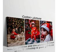 Shein Juego de 3 piezas de arte de pared de lienzo de foto personalizado con marcos de pino - Impresión de foto familiar personalizada; Fotos en lienzo enma