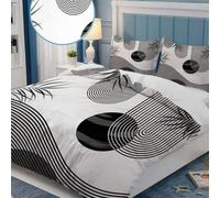 Shein Juego de 3 piezas de funda nórdica con patrón geométrico abstracto (1 funda nórdica + 2 fundas de almohada, inserto de edredón no incluido), suave y a