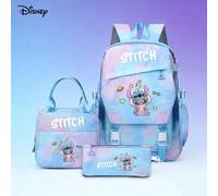 Shein Juego de 3 piezas de mochila escolar Disney Stitch y Angel, incluye mochila, bolsa de almuerzo aislada y estuche para lápices, estampado lindo de Lilo