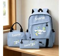 Shein Juego de 3 piezas de mochila Sanrio Cinnamoroll, mochila escolar casual con estampado de bebida de limón, combo con bolso tote & estuche para lápices