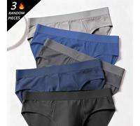 Shein Juego de 3 piezas de ropa interior triangular para hombre, unicolor de moda, ropa interior deportiva suave, fresca, elástica y cómoda, ideal para prim