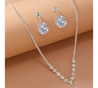 Shein Juego de 3 piezas/Set de pendientes y collar de moda en color plata, adecuado como regalo para niñas que llegan a la mayoría de edad, vacaciones, cump