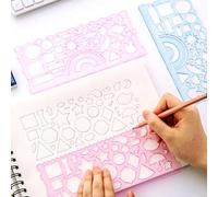 Shein Juego de 3 reglas - Incluye regla flexible de dibujo de 20 cm, regla plantilla transparente y regla de uso múltiple, diseño aleatorio de engranaje, ad