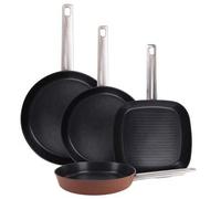 Shein Juego de 3 Sartenes 24*28*30cm + Sartén Grill 24*24cm en Aluminio forjado AGROS San Ignacio