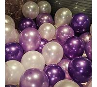 Shein Juego de 30 globos de látex transparentes, morados y blancos con perlas, adecuados para decoración de fiestas de cumpleaños, bodas, graduaciones, regr