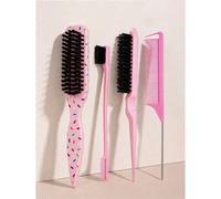 Shein Juego de 4/1 Peines/Cepillo para Barba Cepillo de Pelo de Plástico Peine de Estilo Cepillo de Limpieza Inodoro Peine de Espalda Suave con Cola Ancha y