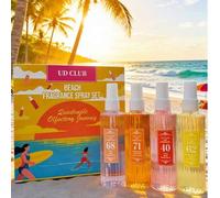Shein Juego de 4/1 piezas de ambientador en spray de la serie Brasil Beach, niebla aromática de larga duración, mezcla de coco, rosa, vainilla, ciruela, pis