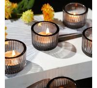 Shein Juego de 4/12/24/36 portavelas, portavelas de cristal pequeños de 2" x 1.4" para velas de té (sin incluir las velas), perfectos como centro de mesa pa