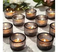 Shein Juego de 4/12/24/36 portavelas, portavelas de vidrio pequeños de 2" x 1.4" para velas de té (sin incluir las velas), perfectos para centros de mesa de