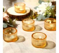 Shein Juego de 4/12/24/36 portavelas, portavelas de vidrio pequeños de 2" x 1.4" para velas de té (sin incluir las velas), perfectos para centros de mesa de