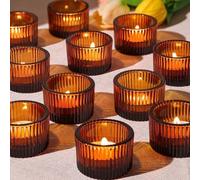 Shein Juego de 4/12/24/36 portavelas, portavelas de vidrio pequeños de 2" x 1.4" para velas de té (sin incluir las velas), perfectos para centros de mesa de