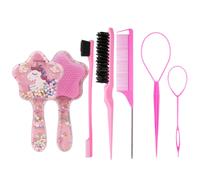 Shein Juego de 4/6 peines de estilismo con botella pulverizadora, herramienta Topsy Tail, cepillo para dar volumen y peine de púas para peinado de niñas, co