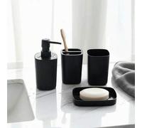 Shein Juego de 4 accesorios de baño, que incluye dispensador de jabón, portacepillos de dientes, soporte para hisopos de algodón, accesorios de baño complet