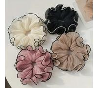 Shein Juego de 4 diademas plisadas de unicolor y estilo minimalista elegante para mujeres, lazos elásticos de moda adecuados para uso diario, citas/Día de S