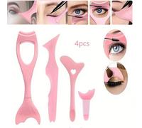 Shein Juego de 4 piezas de herramientas multifuncionales para maquillaje de ojos, plantilla de delineador de ojos de silicona, aplicador de máscara de sombr