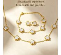 Shein Juego de 4 piezas de joyería de acero inoxidable, decorado con patrones de estrellas y flores, inspirado en el estilo de Oriente Medio de Dubái, que e