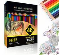 Shein Juego de 48 lápices de colores acuarelables KALOUR, lápices de colores profesionales para adultos y adolescentes, suministros de arte de alta calidad
