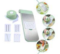Shein Juego de 5 cortadores de verduras y cuchillas para juliana con protector de manos, fácil de limpiar, ayudante de cocina para un corte eficiente de ver