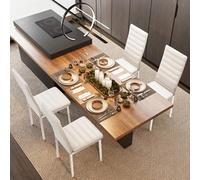 Shein Juego de 5 piezas para 4 juegos de mesa de comedor, mesa de cristal con respaldo alto, juego de PU para cocina, sala de estar y comedor