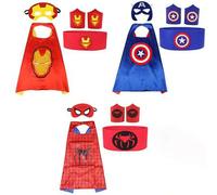 Shein Juego de 5 piezas/Set de disfraz de capa de superhéroe, incluye capa, máscara de ojos de fieltro, muñequeras y cinturón. Héroe de hierro, Capitán y di