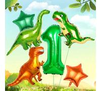 Shein Juego de 5 piezas/Set de globos de papel de aluminio con dinosaurios, incluye globo grande de T-Rex, cinta para globos, globos de papel de aluminio de