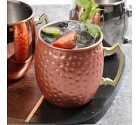 Shein Juego de 530ml de tazas Moscow Mule, tazas de cobre a granel de acero inoxidable para Moscow Mule con superficie martillada, resistente a la oxidación