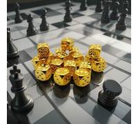 Shein Juego de 6/10 dados chapados en oro, color oro frío, sin patrón. Adecuados para juegos de mesa, juegos de fiesta, Halloween, Navidad, juegos de Año Nu