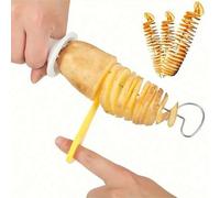Shein Juego de 6 cortadores de patatas en espiral de acero inoxidable de uso múltiple, cortador manual de verduras, sin necesidad de varillas de cuarzo o ma